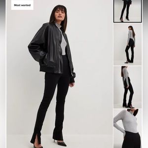 Black front slit pants